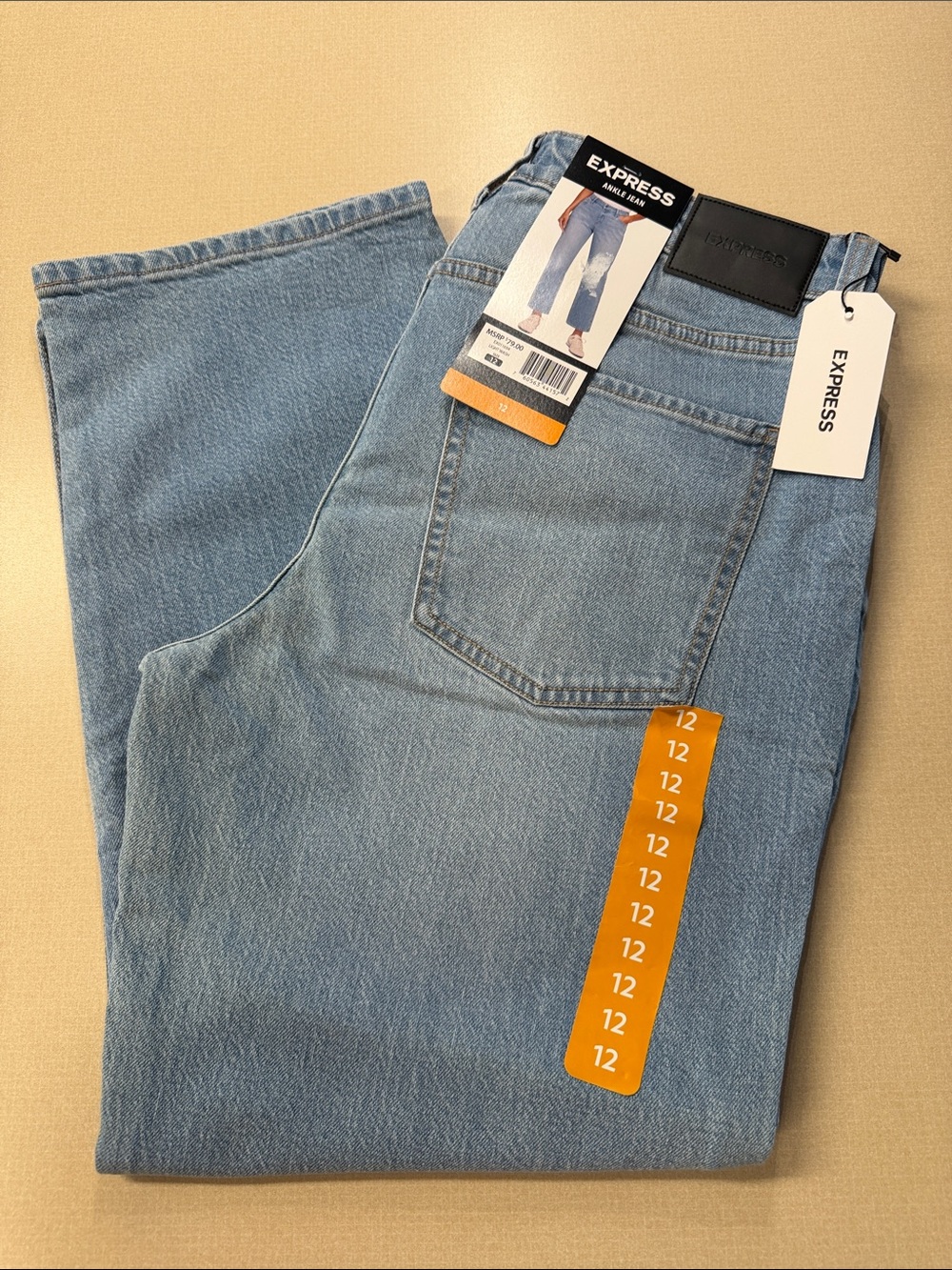 NWT Express Womens Light Blue Denim Ankle Jeans Size 12